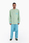 Long sleeves shirt in printed cotton with  round collar